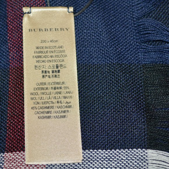 NWT BURBERRY TONAL LIGHTWEIGHT NOVA CHECK WOOL CASHMERE FRINGE SCARF - Picture 4 of 10
